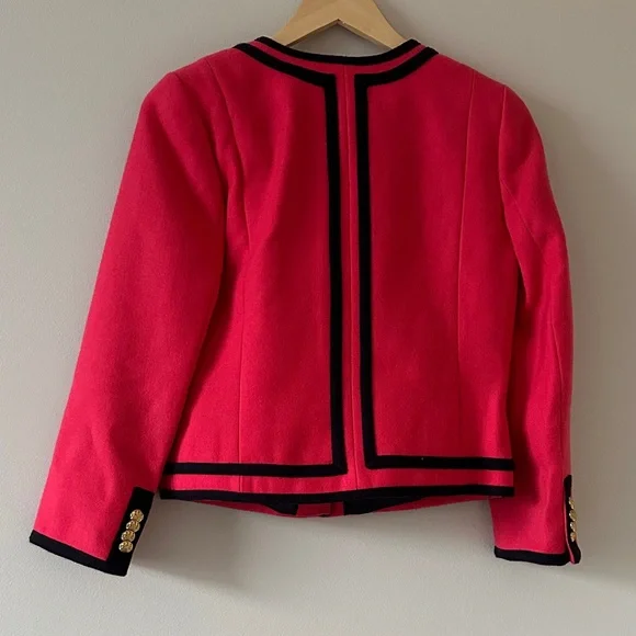 J. Crew Pink and Navy Trim Double Surged Wool Lady Jacket Size 2 - Picture 8 of 8